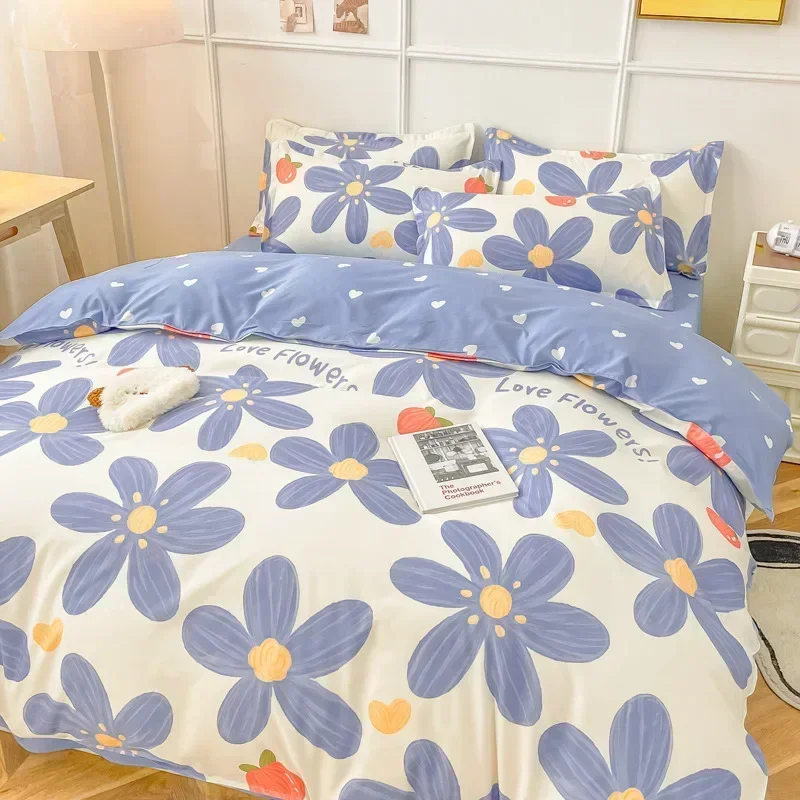 Strawberry Bedding Set Double Sheet Soft 3/4pcs Bed Sheet Set Duvet Cover Queen King Size Comforter Sets For Home For Child