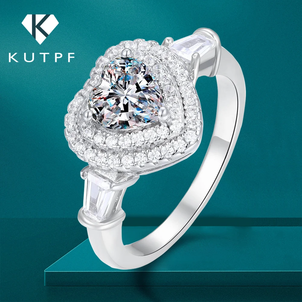 

with Certificate 1carat Heart Cut Moissanite Halo Diamond Rings for Women 100% 925 Sterling Silver Engagement Ring Wedding Band