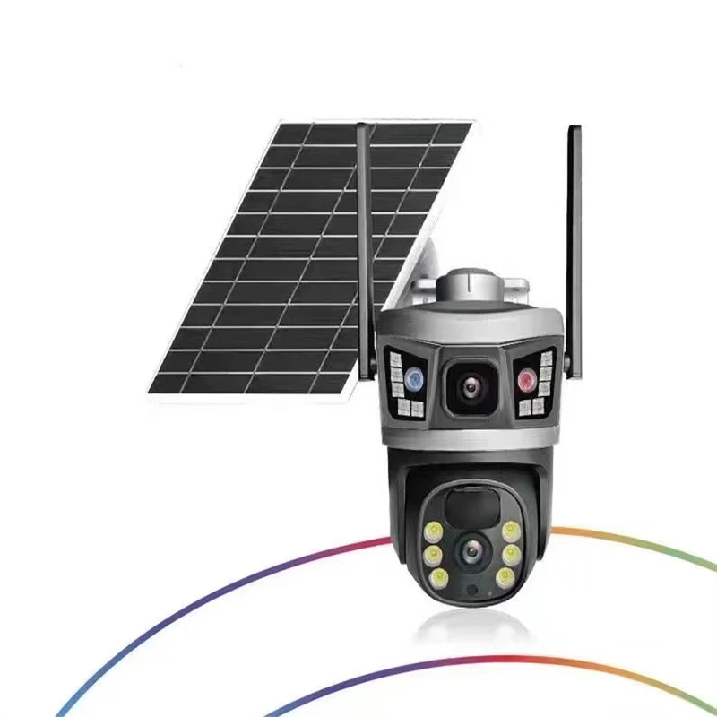 

V380Pro solar three screen dual lens wireless camera high definition outdoor 4G