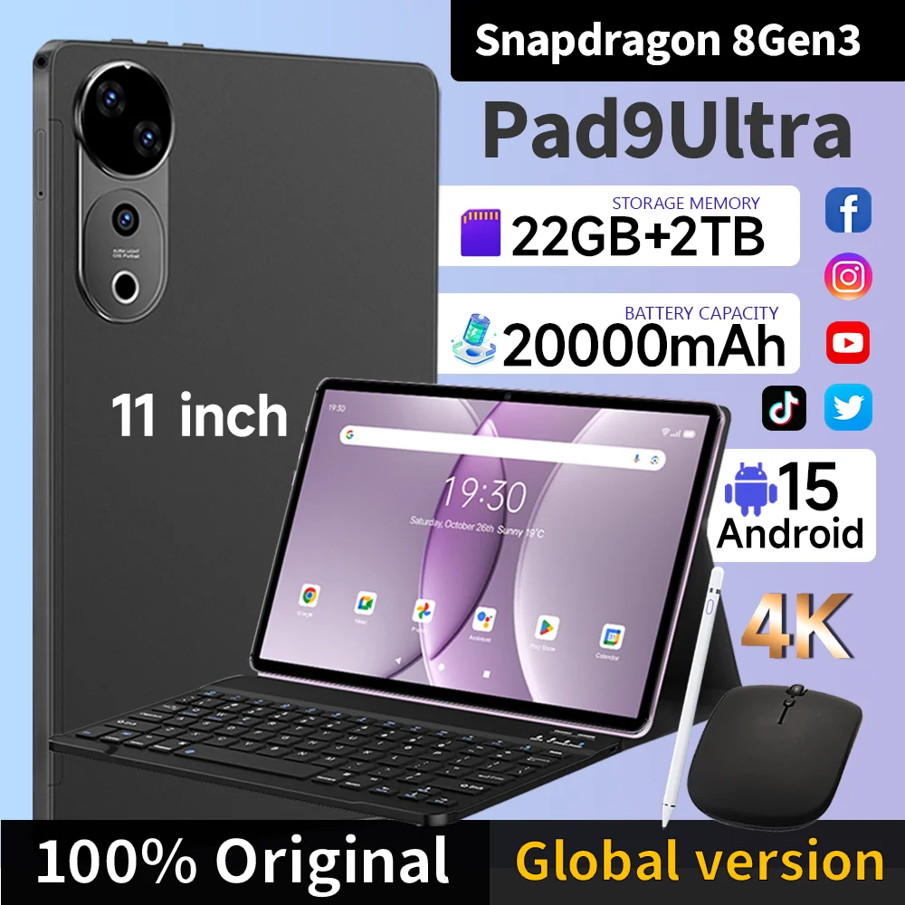 yZ[zV^IWiPad 9 Ultra^ubgASnapdragon 8 Gen3/22GB+2TB/Android 15-11C`HD 4K/20000mAh/fASIM 5GAWiFi GPS