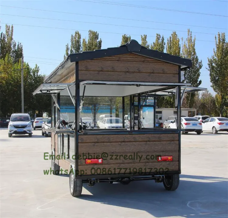 Camión de comida eléctrico al aire libre de cocina personalizado de tamaño, carrito/camión/remolque móvil de comida rápida para aperitivos, carrito de helado