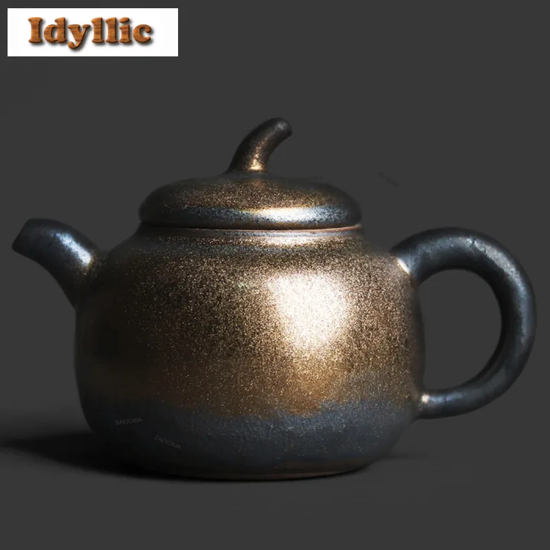 

150ml Kiln-changed Black Gold Teapot Handmade Tea Infuser Pot Tea Maker Kettle With Strainer Flower Tea Drinkware Decoration