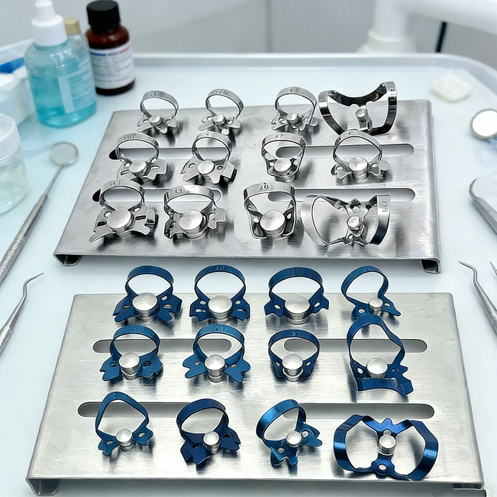 

12Pcs Dental Rubber Dam Clamps Endodontic Restorative Barrier Clip Frame Holder Oral Care Clip Dentistry Materials