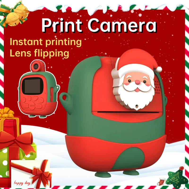 LISM Christmas Gift DIY 2400W Pixel Kids Instant Print DV Camera Cartoon Mini Small SLR Dual Len Digital Toy Creative Camera