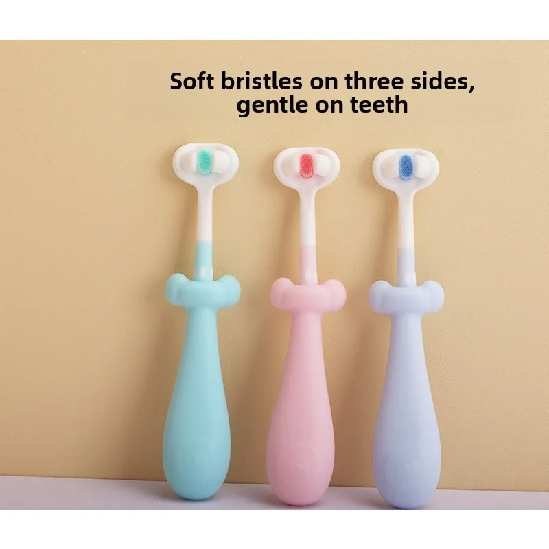 3-sided kids' toothbrushes: soft bristles fit 3-sided teeth, 10k-bristle for gums, non-slip handle, safe for babies.