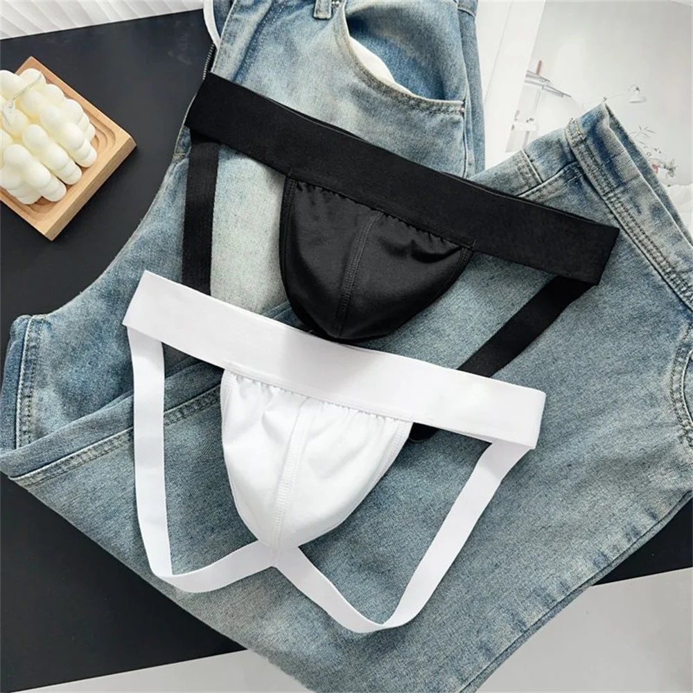 Mens Cotton Sexy Thong Hollow Out Erotic Double Thong Jockstrap Mid Waist Butt Lifter Breathable Underwear Lingerie