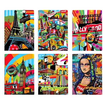 ใหม่ล่าสุด Graffiti Travel อุปกรณ์เสริมยุโรปและอเมริกาใส่หนังสือเดินทาง PU หนัง Unisex ID Bank ผู้ถือบัตร