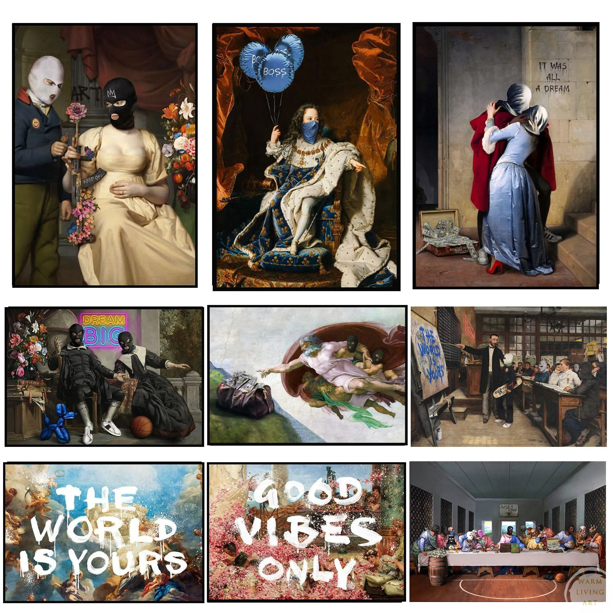 Póster de artista enmascarado Vintage, impresión de dinero, Criss Bellini, pintura artística en lienzo para decoración de pared del hogar y sala de estar