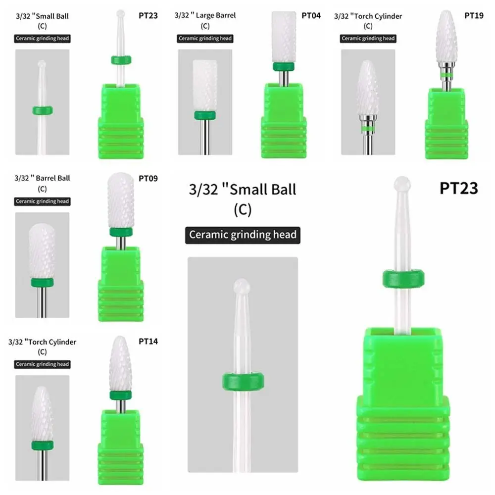 Cabeças de moagem de substituição cerâmica cabeça de polimento de unhas cutícula limpa rotativa cerâmica brocas de unhas