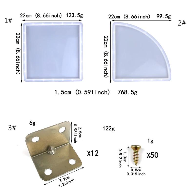 Y1UB-Soporte esquina pared para espejo, molde colgante resina silicona, Molde resina Epoxy artesanal para del