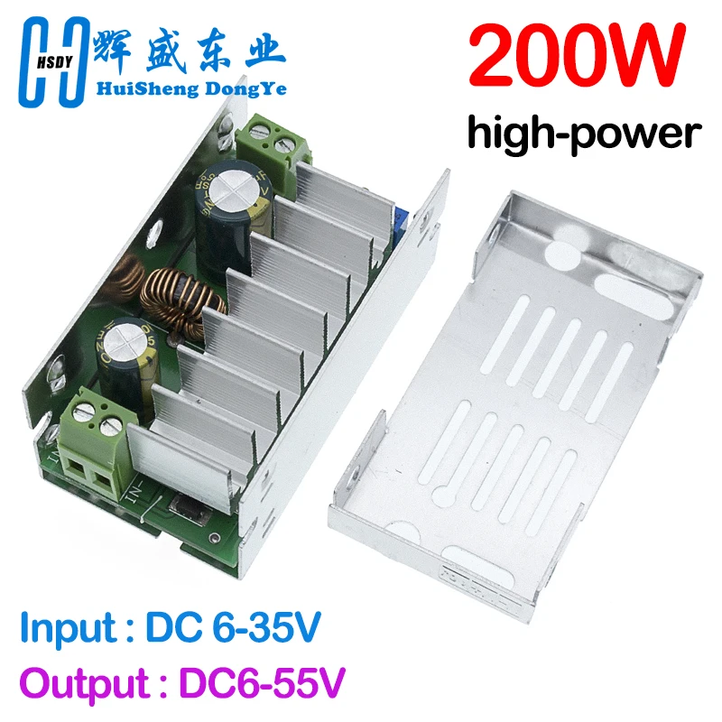 200W DC-DC Boost Converter 6-35V to 6-55V 10A Step Up Voltage Charger Power with Shell