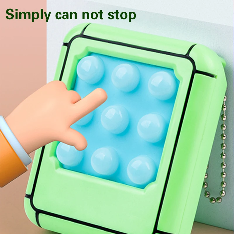 Funny Super Press It Pop Bubble Fidget Toys Board with Keychain Sensory Squeeze Toy Stress Relief Squishies Popping Popper Board