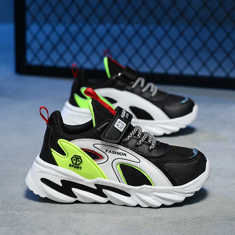 زوج من الأحذية الرياضية الشبكية للأطفال للفصول الأربعة، أحذية كاجوال مريحة ومسامية، مقاس 28-40، YY-F858