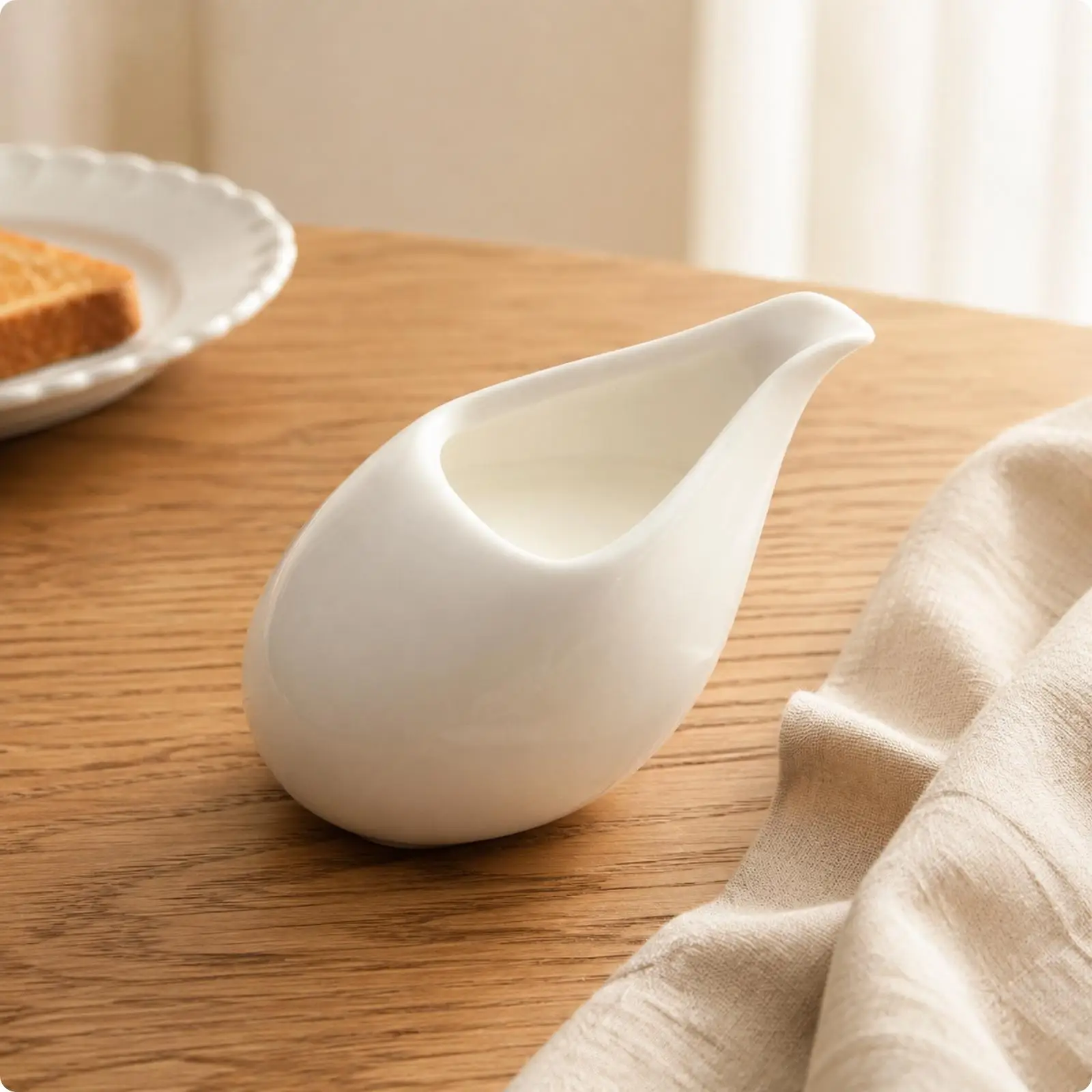 Modern Ceramic Milk Pitcher Small Creamer Jug with Pointed Spout for Tea Coffee Syrup Serving Home Kitchen