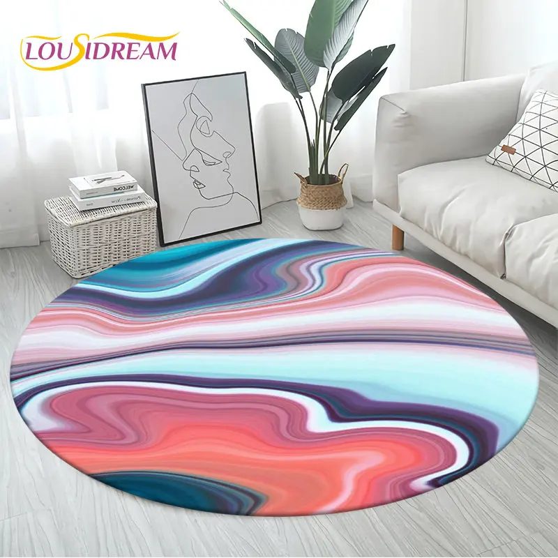 

Круглый ковер с принтом Nordic Green Gold White Marble, мягкий нескользящий круглый ковер из синели для гостиной, спальни, декора дивана