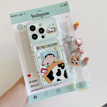 Roztomilý kreslený spánek pastelka Shin-chan peněženka karta šňůrka na telefon pouzdro pro iPhone 12 13 14 15 16 Pro Max Anime Shin-chan Y2k šňůrka na krk 6 nejlepší prodej Pouzdro na iPhone s pastelkou Shin Chan - №2