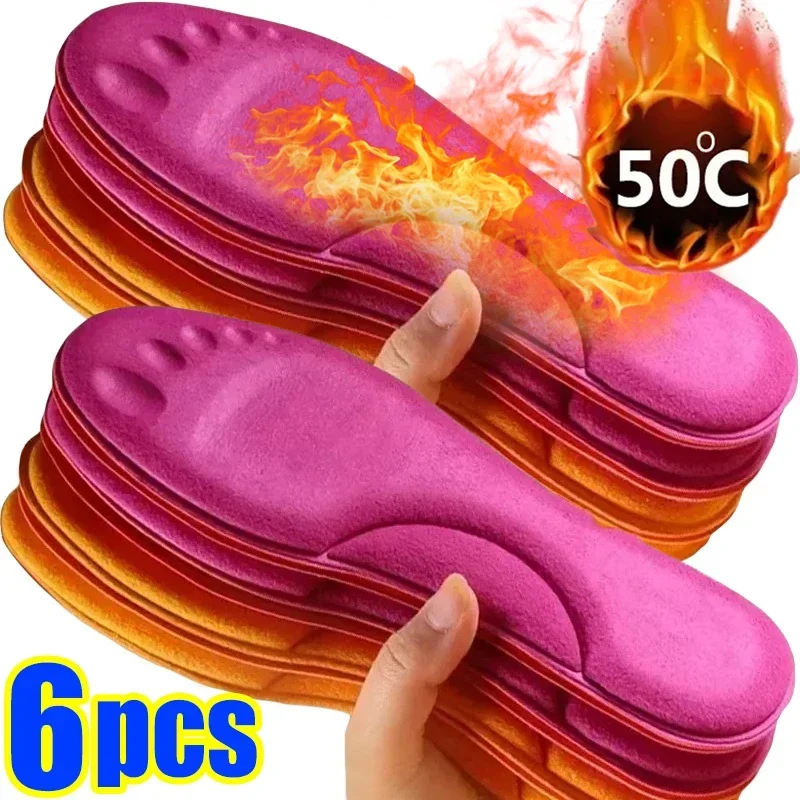 Winter Fur Self Heating Insoles Foot Thermal Thicken Insole Memory Foam Shoe Pads Warm Sports Shoes Inserts for Women Men