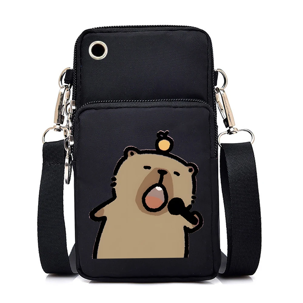 Nowa zabawna torba na telefon komórkowy Capybara damska Mini torba kurierska śliczne Anime kapibara mała torebka typu Crossbody wisząca szyja moneta