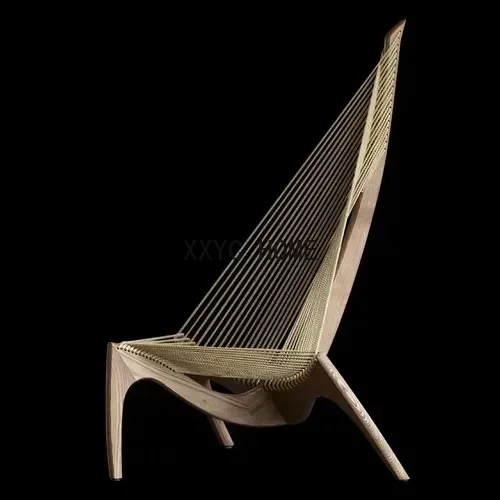 Sailing Chair Designer Nordic Harp Wood Recliner Single Leisure Sofa Hand-Woven Creative Living Room Household