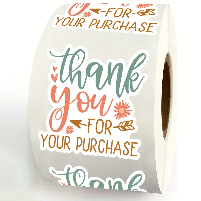 200Pcs/roll  Thank You for Your Purchase Stickers,Gift Wrap Tags for Small Business, Handmade Labels for Baking Packaging, Envel