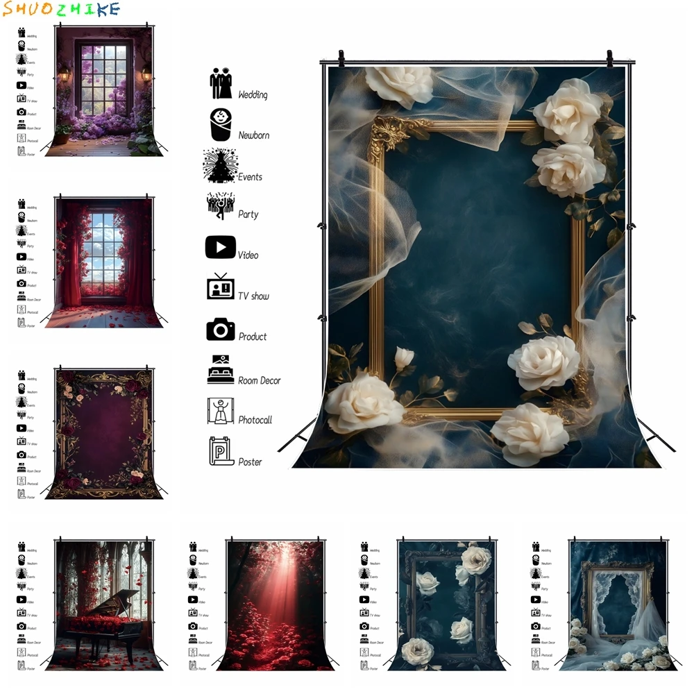 Dekorasi Interior dinding Vintage, properti fotografi bunga latar belakang pernikahan foto kehamilan Latar Belakang tempat foto