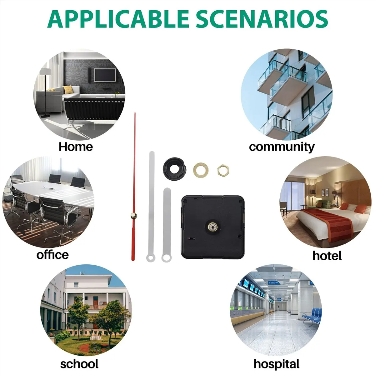 ABQR Clock Movement Mechanism with White Hour Minute Red Second Hand DIY Tools Kit