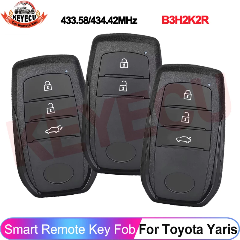 

KEYECU 2/3 кнопки, FCC ID: B3H2K2R, для Toyota Yaris Corolla Cross RAV4, умный бесключевой пульт дистанционного управления, 433,58/434,42 МГц, FSK, чип 4A
