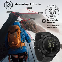 Avertk Men's Sport Digital Watch Running Military Watches Outdoor Compass Altimeter Barometer Watch waterproof 50m Wristwatches