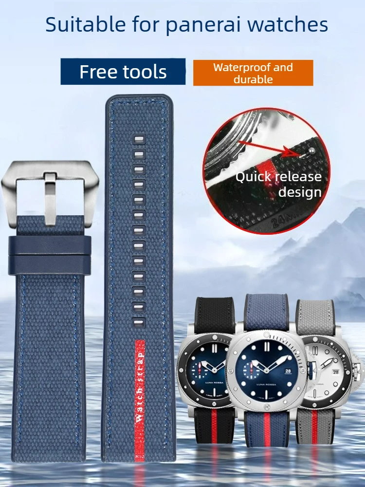 Suitable for Panerai Stealth PAM01391 01579 Series Lumino Nylon Pattern Silicone Watch with Male 24mm