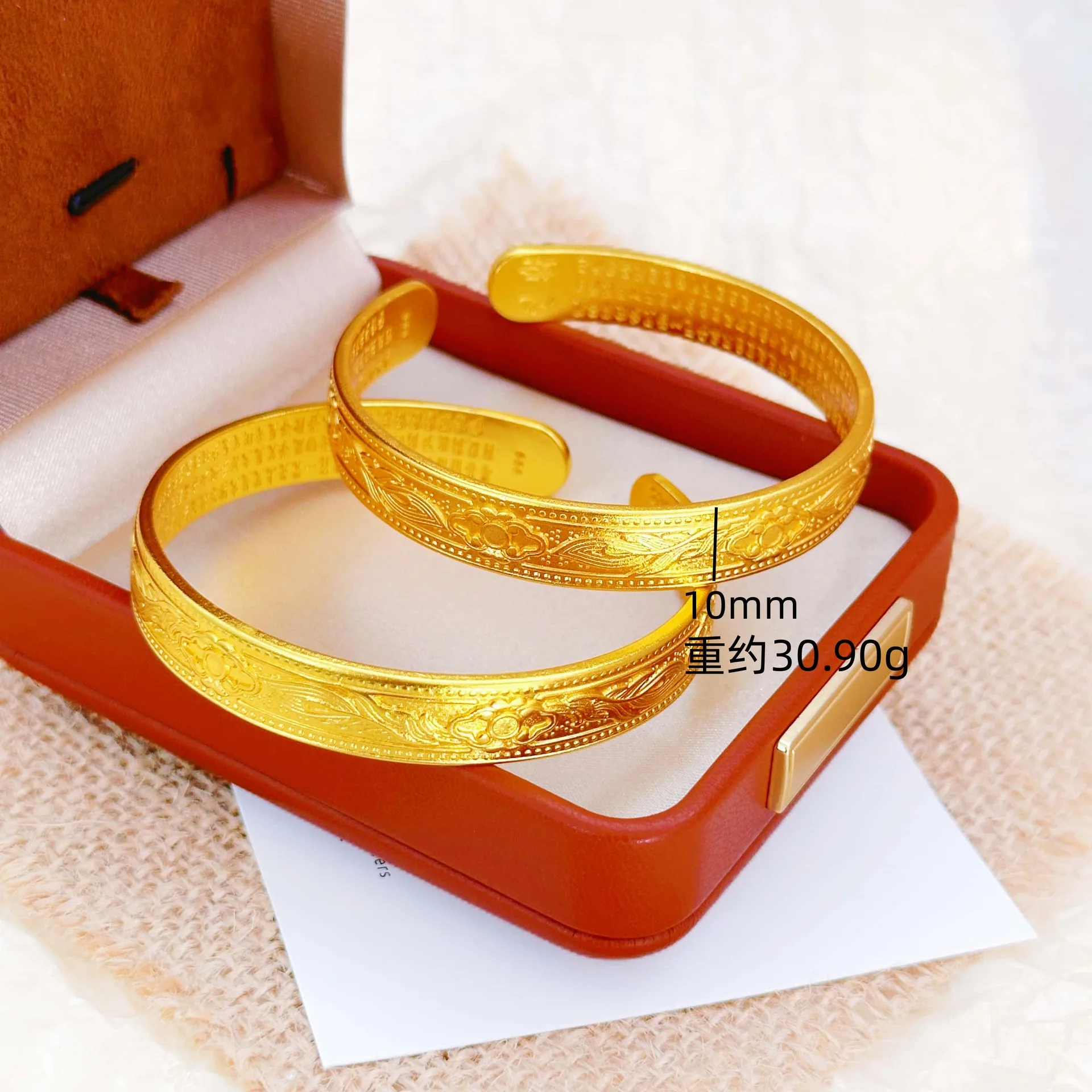 

Открытый браслет с изображением дракона и феникса по мотивам Сутры Сердца для женщин, 24-каратное золото AU999, защищает здоровье и приносит удачу.