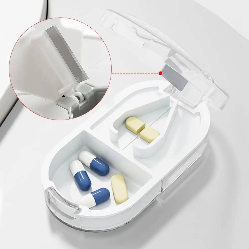 

With Invisible Storage Box Cutting Pill Case 2 In 1 Dustproof Powder Tablet Grinder Portable Mini Medicine Splitter Box Pills