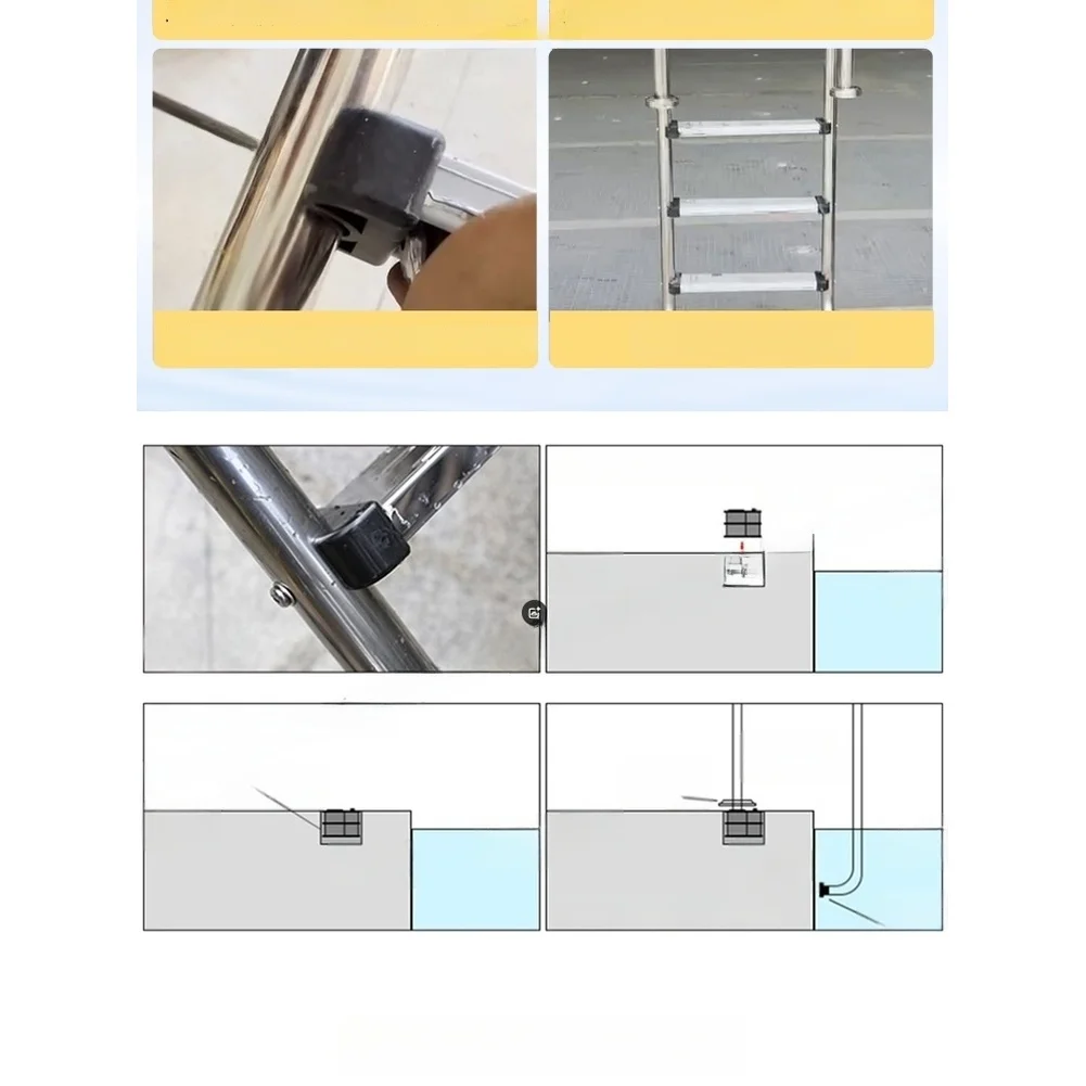 304 SS Pool Step with Reinforced Structure and Slip for For inflatable Pools 49.3cm Long 2.2cm Thick Black 304