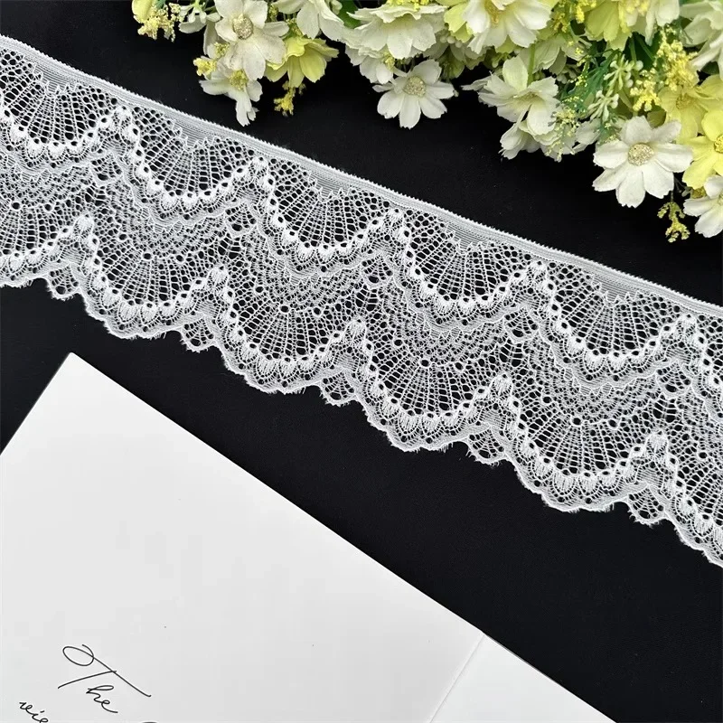 (1 yards/roll) African fabric lace high quality 2024 soft stretch trim DIY dress skirt home textile decoration elastic band