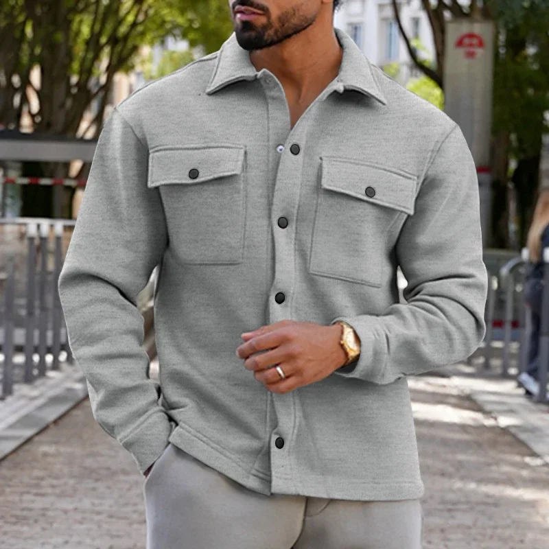 Fashion Male Coat Spring Trendy Solid Color Coats For Mens Clothes Long Sleeve Loose Casual Outerwear Streetwear Jackets Man