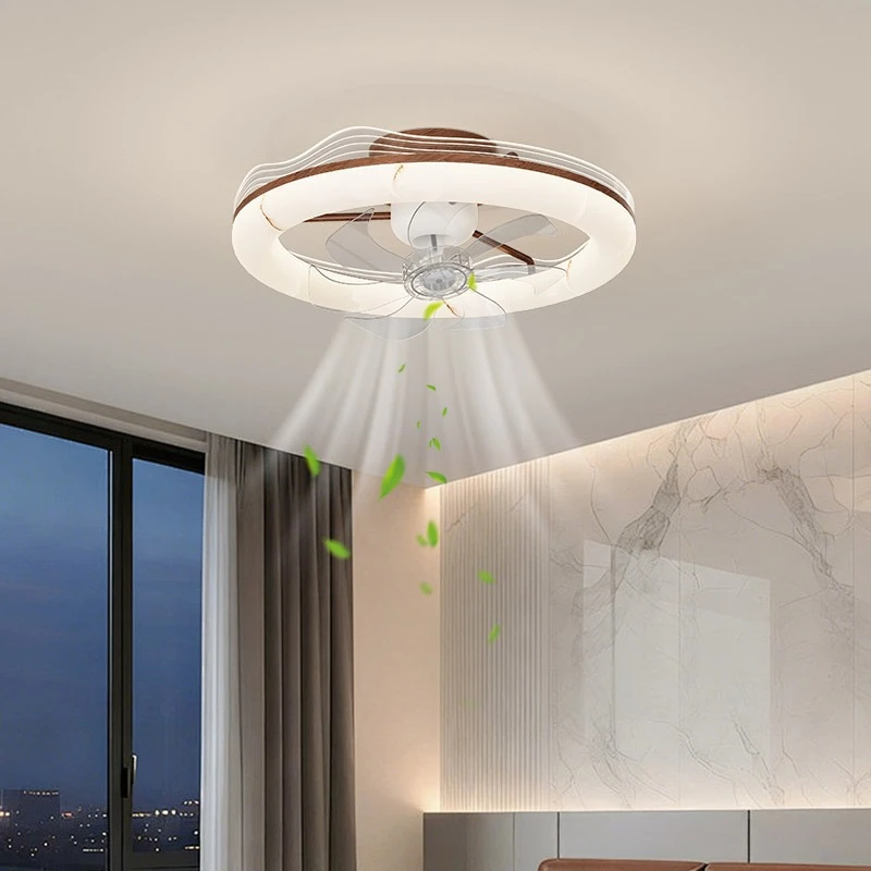 French Ceiling Fan Lights Simple Modern 360 Degree Shaking Cream Style Children's Master Bedroom Minimalist LED Ceiling Fan Lamp