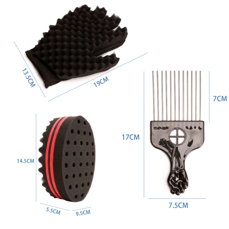 Men Magic Hair Brush Sponge Gloves Barbershop Braider African Styling Fork Comb Curls Foam For Salon Hairdressing Tools