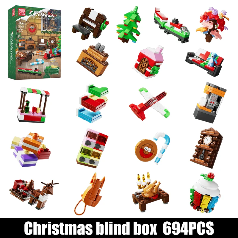 Mould King-Criativo Christmas Advent Calendar Building Blocks Set, 24 Suprise, Small Blocks Presente, brinquedo para meninos e meninas, 2022