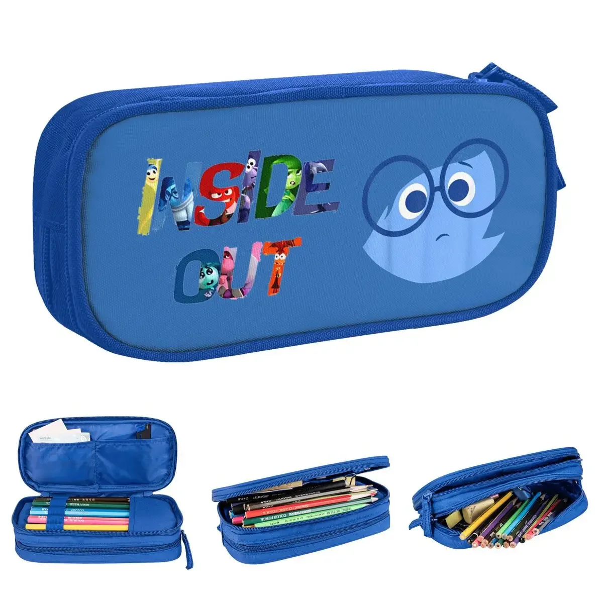 Insides-Outs Sad Face Halloween Pencil Case Pen Bags Student Large Storage Students School Zipper Pencilcases