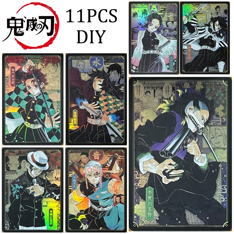 Demon Slayer DIY Kamado Nezuko Kamado Tanjirou Agatsuma Zenitsu Hashibira Inosuke Boys collectible cards Christmas birthday gift