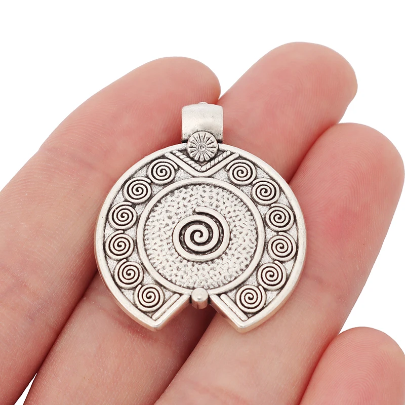 10 x Tibetan Silver Spiral Swirl Vortex Round Charms Pendants for DIY Necklace Jewelry Making Findings Accessories 35x30mm