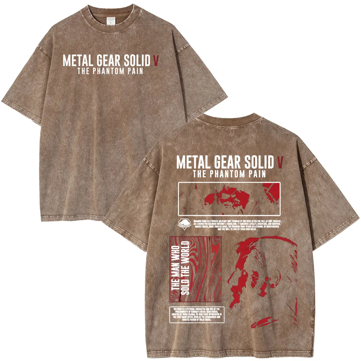 GAME Metal Gear Solid 5 The Phantom Pain Venom Snake Vintage Washed T-Shirts für Herren und Damen, Oversized Kurzarm-T-Shirt, Streetwear – Detail 4