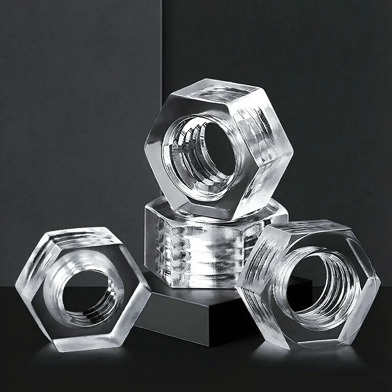 20/30/50pcs M2 M2.5 M3 M4 M5 M6 M8 M10 Acrylic Transparent Hexagon Nut Clear Nylon Plastic Metric Hex Nuts