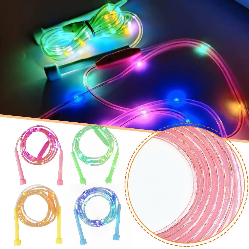 LED Jump Ropes for Kids Girls Flashing Colorful Exercise Jump Rope Light Up Luminous Adjustable Skipping Ropes for Fitness