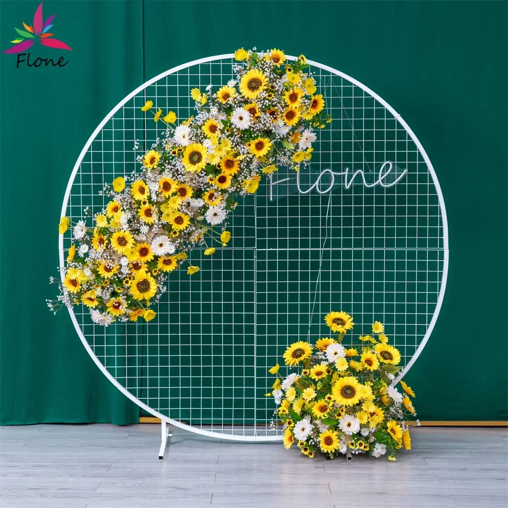 Flores Artificiales Handmade Flowers Wedding Decoration Sztuczne Kwiaty Yellow White Sun Floral Arrangement L5ft Flower Row