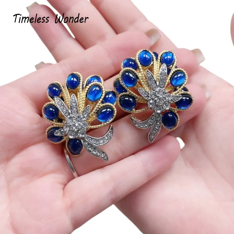 

Timeless Wonder Fancy Zircon Geo Glass Floral Clip on Earrings for Women Designer Jewelry Runway Rare Cute Top Gift Mix 2234