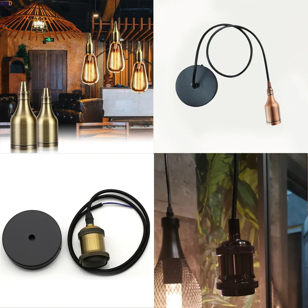 Retro Vintage Pendant Lights Nordic Minimalism Simple Industrial Hanging Lamps Edison E27 Lamp Holder Socket Ceiling Lamp