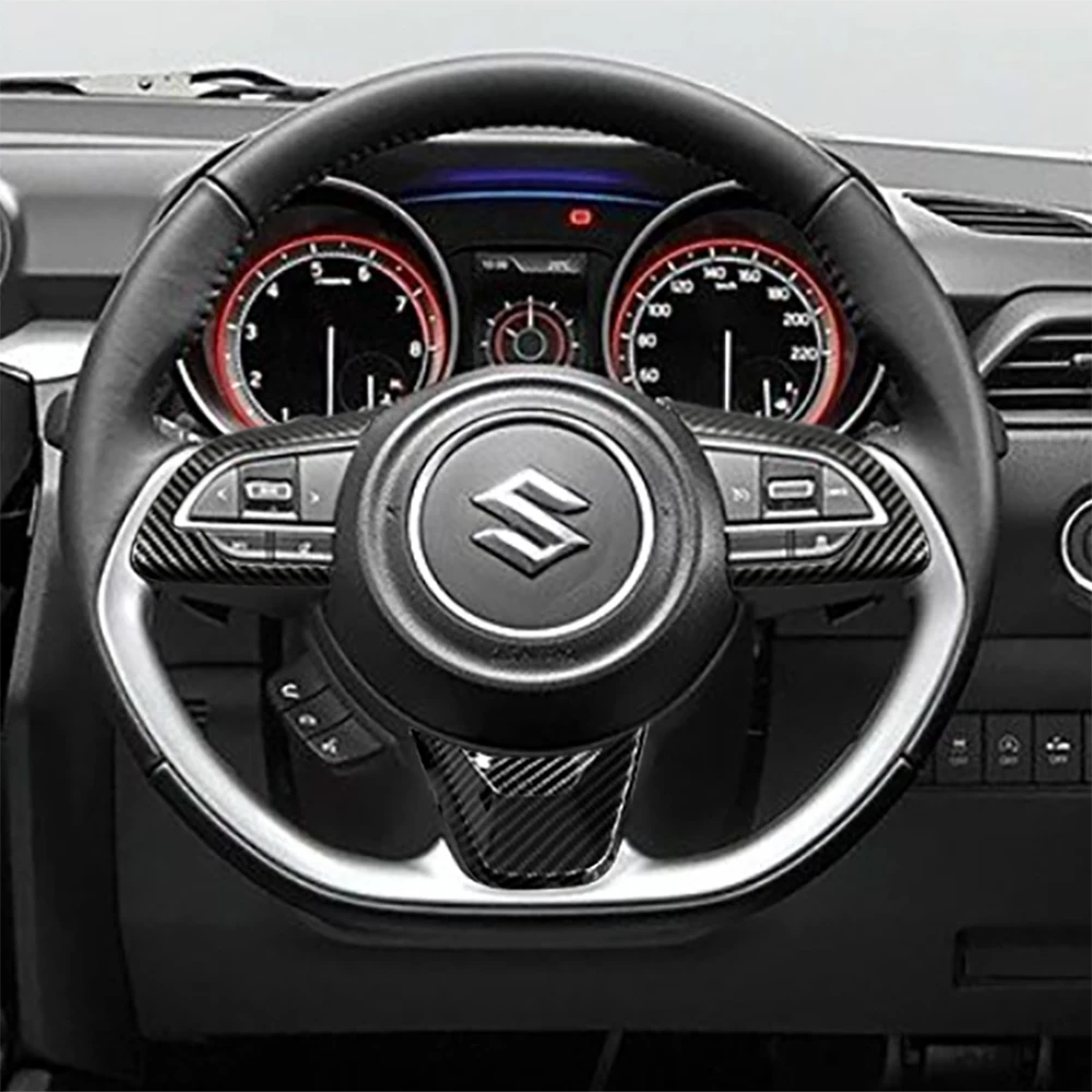 Carbon Fiber Black Steering Wheel Trim Moulding Stickers For Suzuki Swift Baleno 2018 2019 2020 2021 2022 2023 Accessories