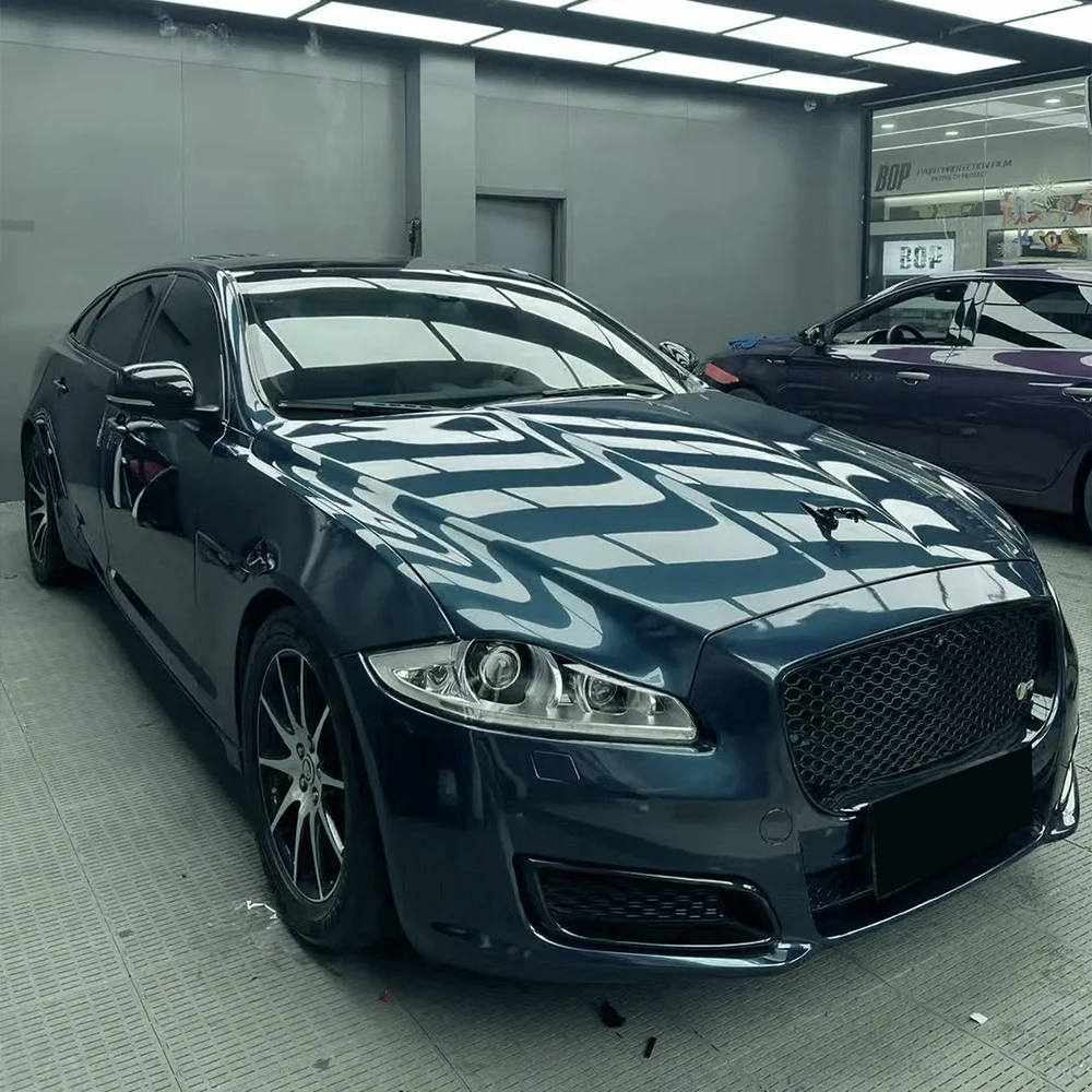 Car Sticker Liquid Metal Blue Bubble Free Wrapping Vinyl Film PET Auto Body Self Adhesive Sticker Car Accessories Decoration