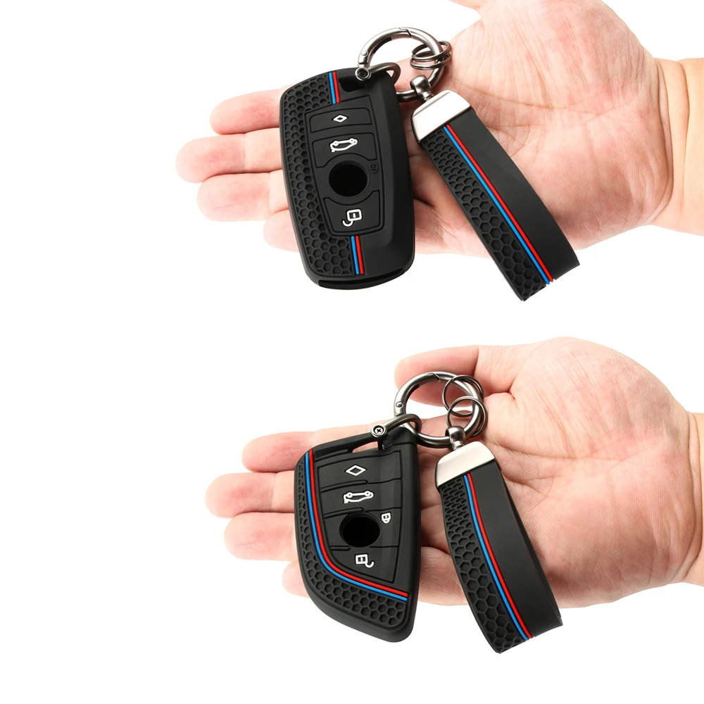 Silicone Car Key Fob Ring Chain Cover Case For BMW 1 2 3 4 5 6 7 Series X1 X3 X4 X5 X6 F36 F25 F26 F30 F34 F10 F07 F20 Z10