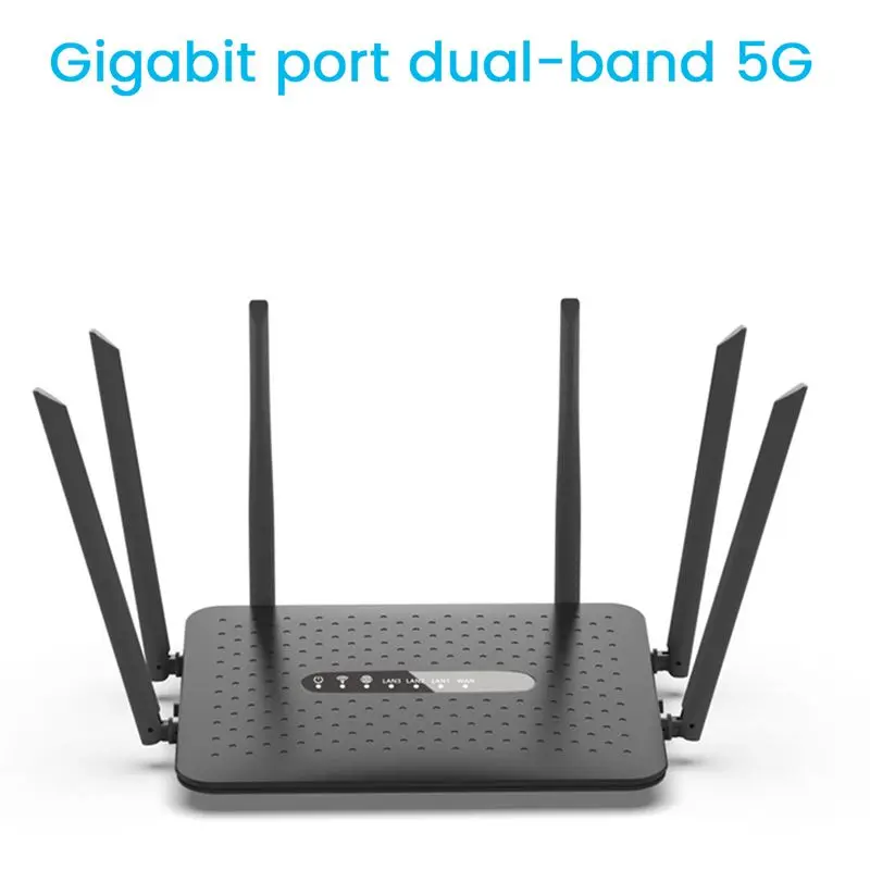 ~【A626Z】WLAN-Router, Gigabit-WLAN-Router, 2,4 G/5 G Dualband-WLAN-Router mit 6 Antennen, WLAN-Repeater, Signalverstärker, Schwarz